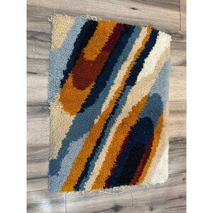 Vintage Hand-Woven Rug Hook Wool Multicolor Abstract Wall Hanging/Rug 22" x 30"